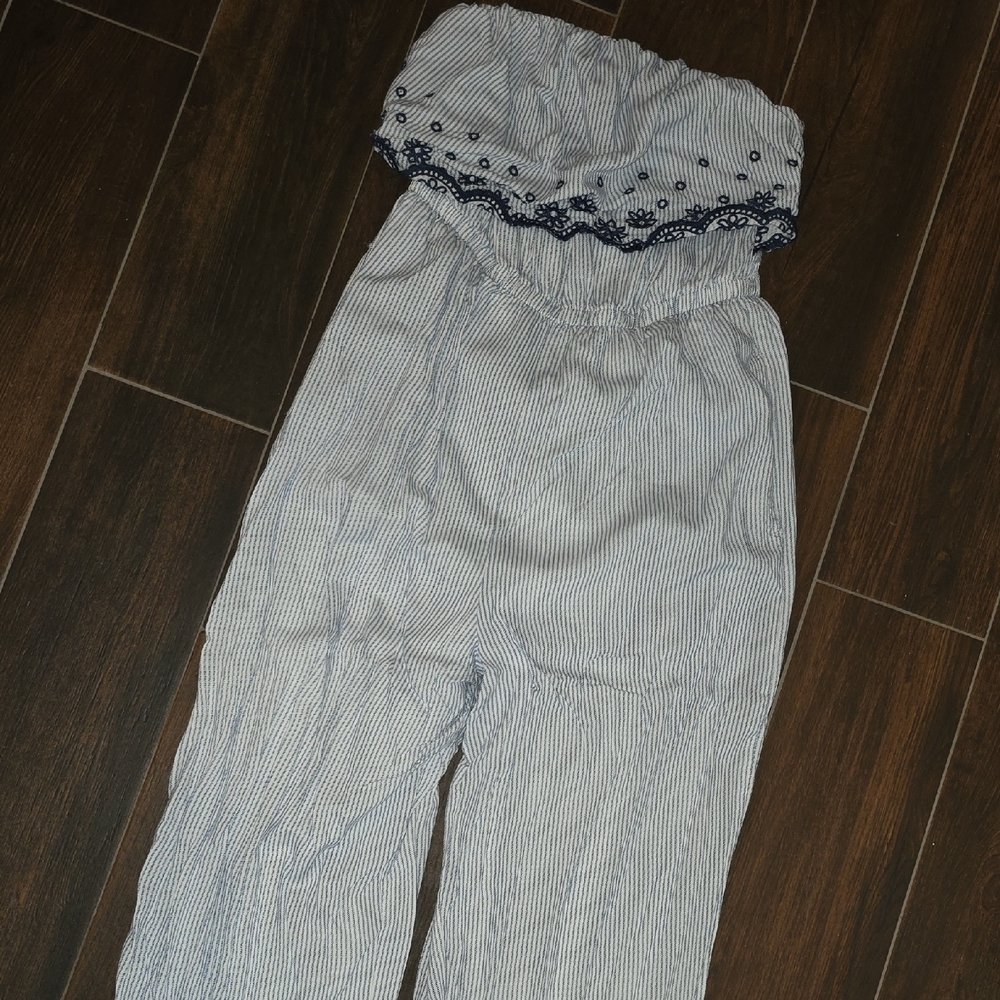 Japna Blue and White Striped Jumpsuit